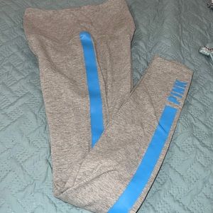 Pink VS | gray striped leggings